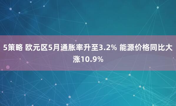 5策略 欧元区5月通胀率升至3.2% 能源价格同比大涨10.9%